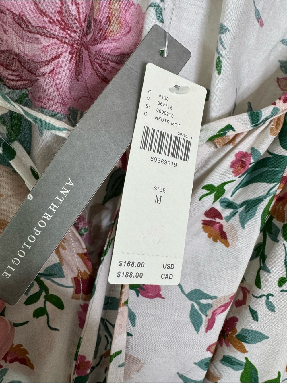 NWT Anthropologie Cotton The Somerset Puff Sleeve Floral Midi Dress Size M - Picture 8 of 14